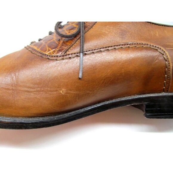 Belvedere Mens Handmade Brown Leather And Genuine Alligator Oxfords Size US 13 D main image 7